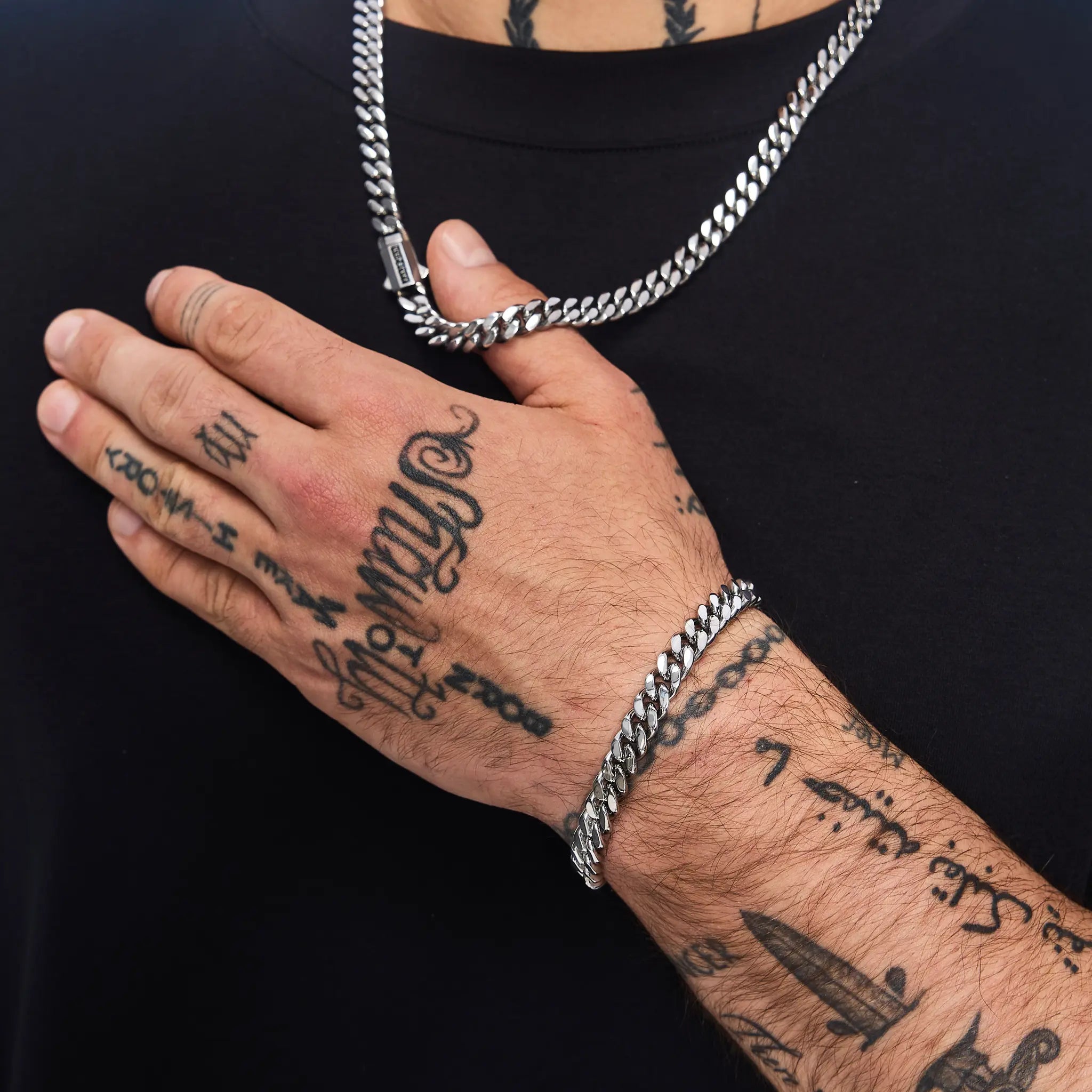 Bransoletka Premium Curb Cuban Link 8mm Białe Złoto