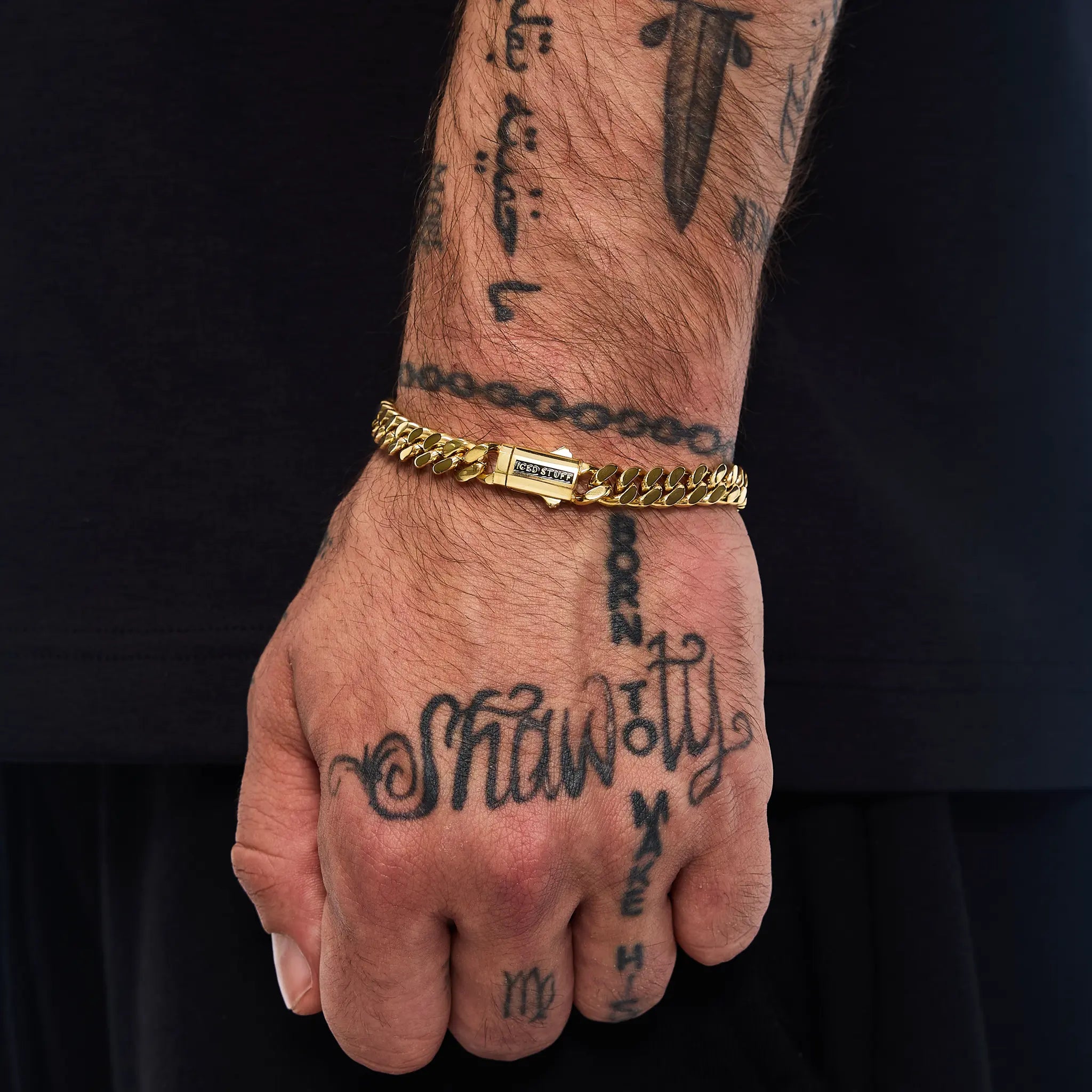 Bransoletka Premium Curb Cuban Link 8mm Złoto