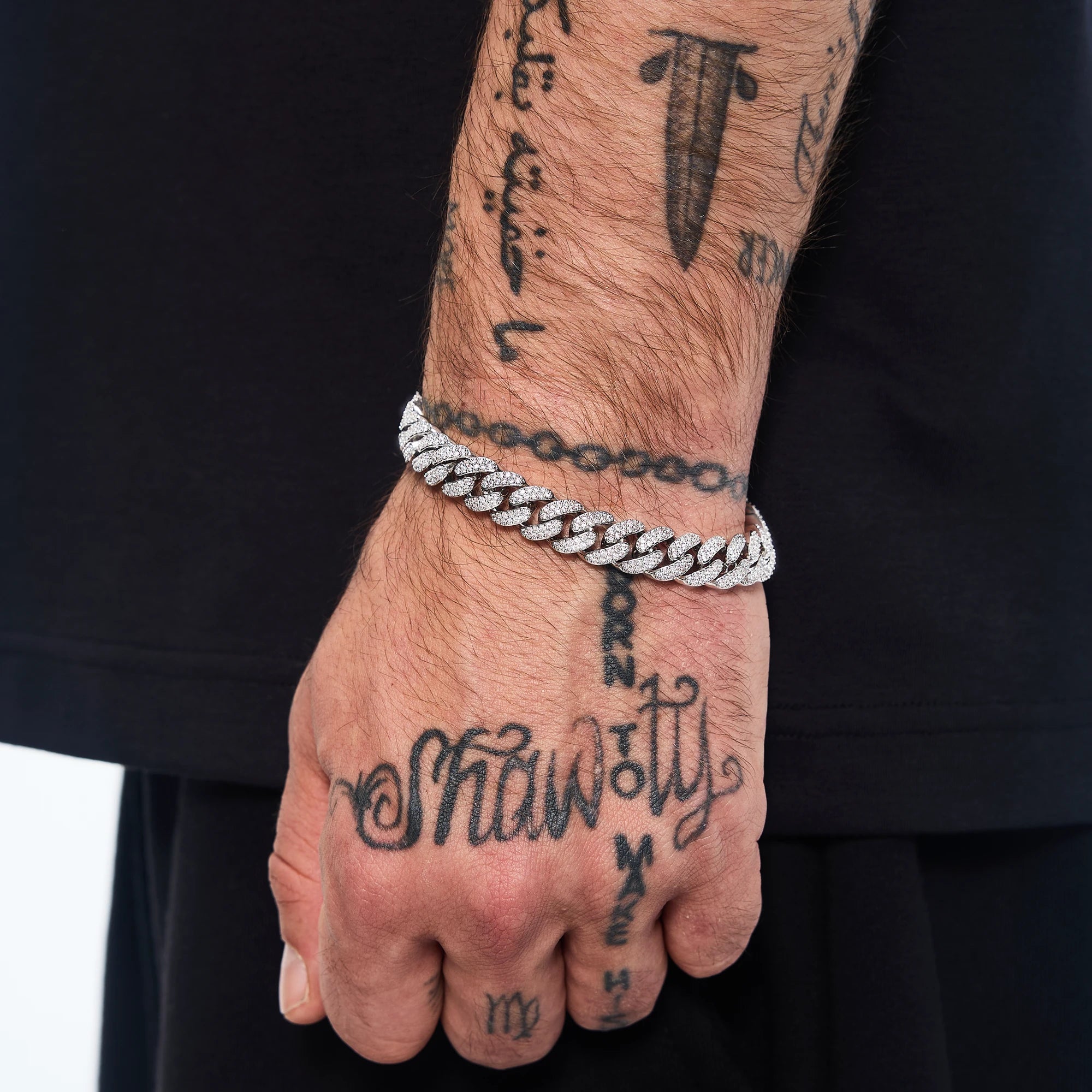 Bransoletka Premium Diamond Cuban Link 10mm Białe Złoto