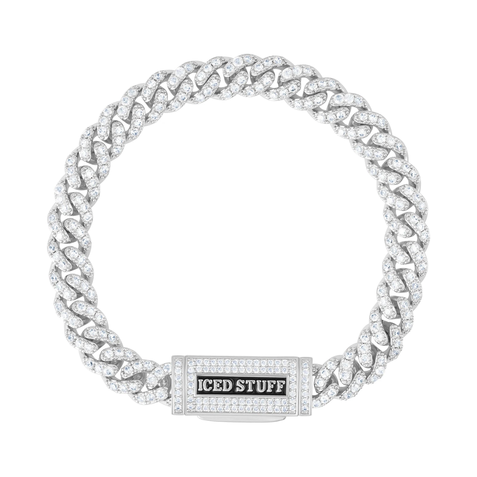 Bransoletka Premium Diamond Cuban Link 8mm Białe Złoto