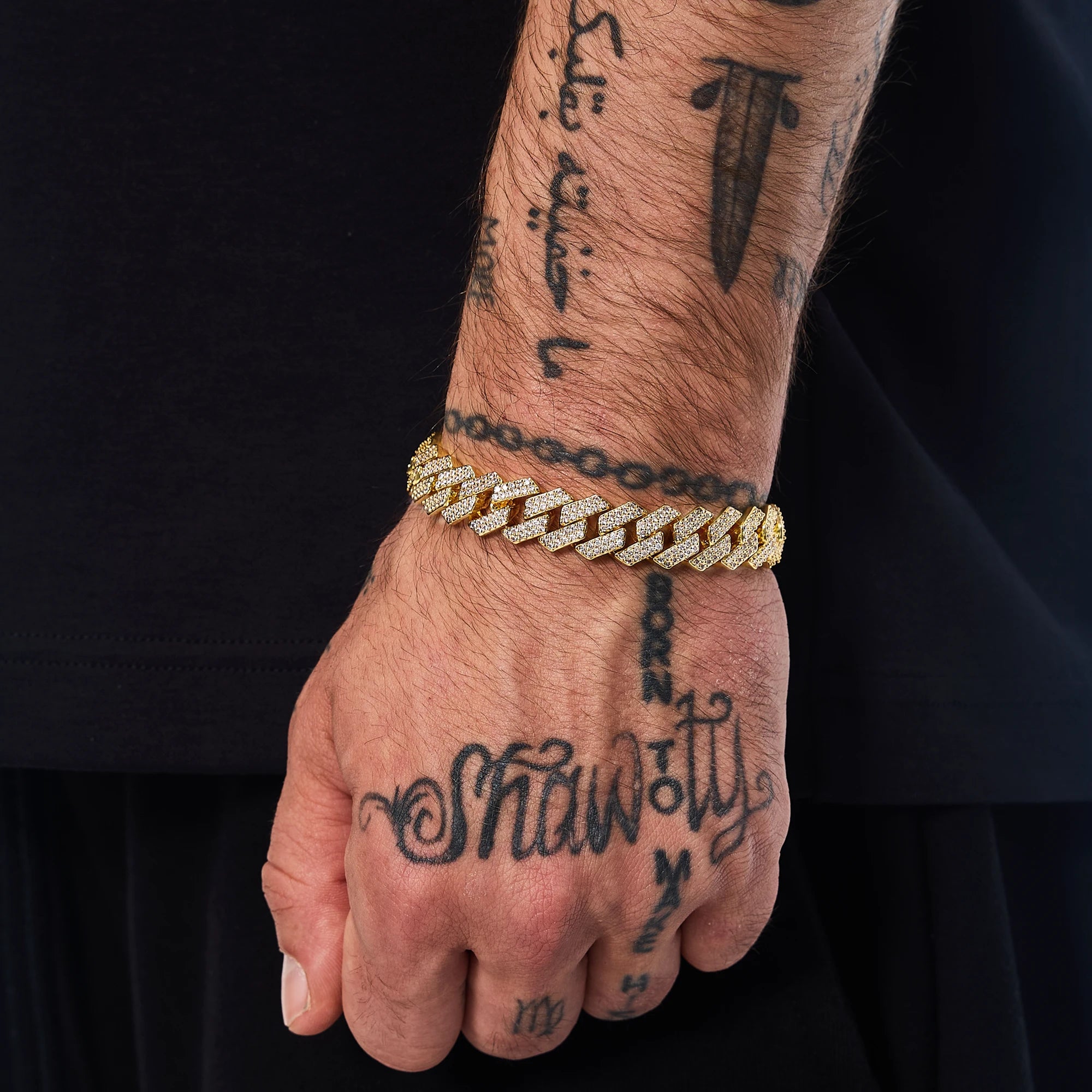 Bransoletka Premium Diamond Prong Cuban Link 12mm Złoto