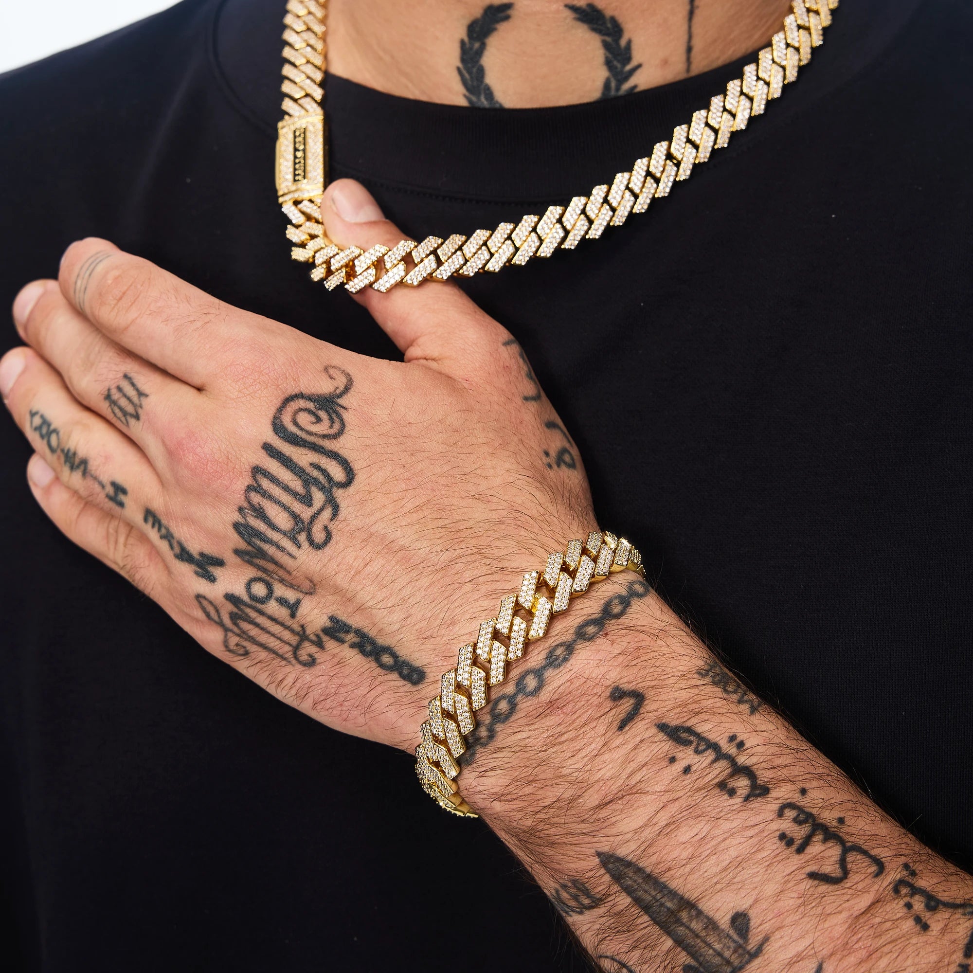 Bransoletka Premium Diamond Prong Cuban Link 12mm Złoto