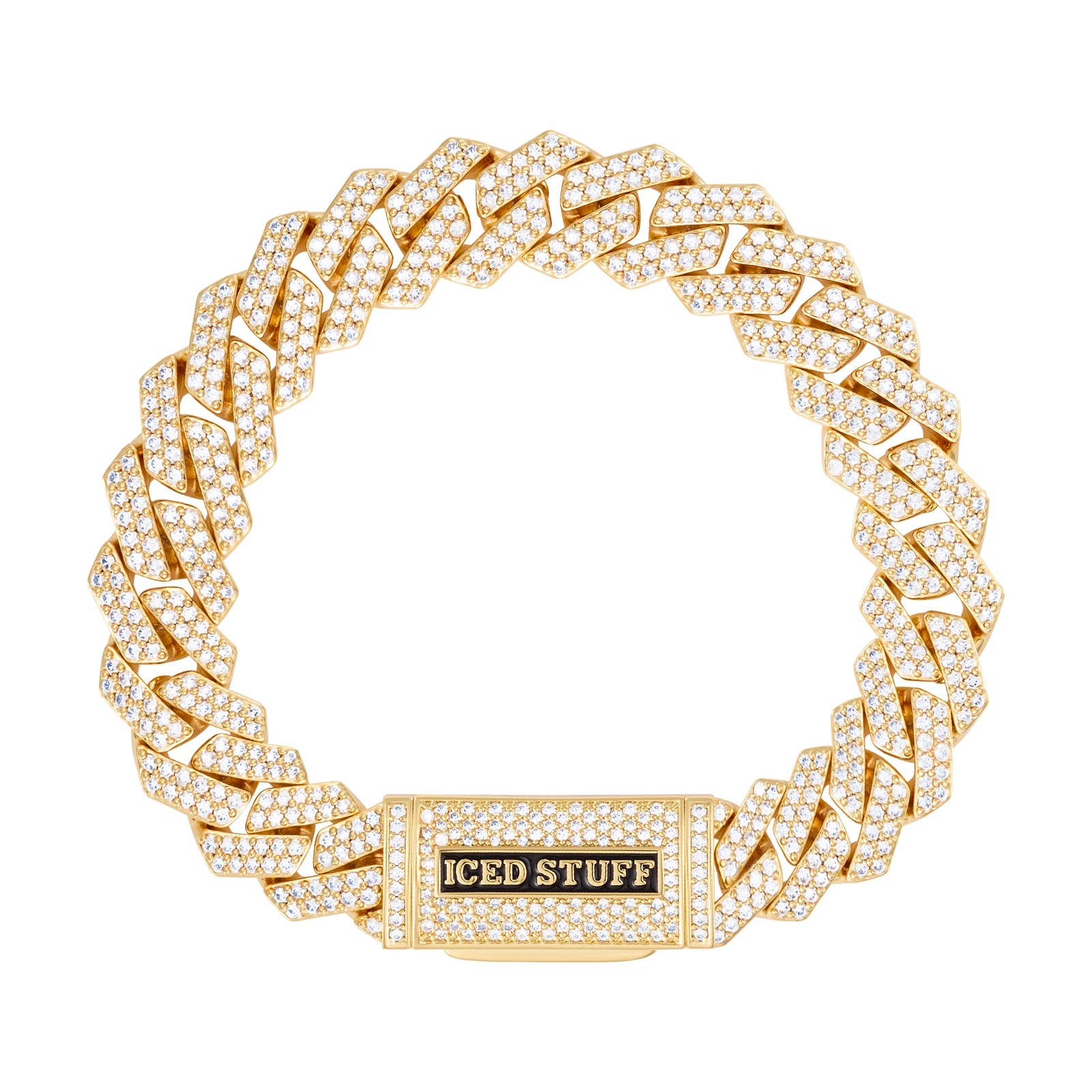 Bransoletka Premium Diamond Prong Cuban Link 12mm Złoto