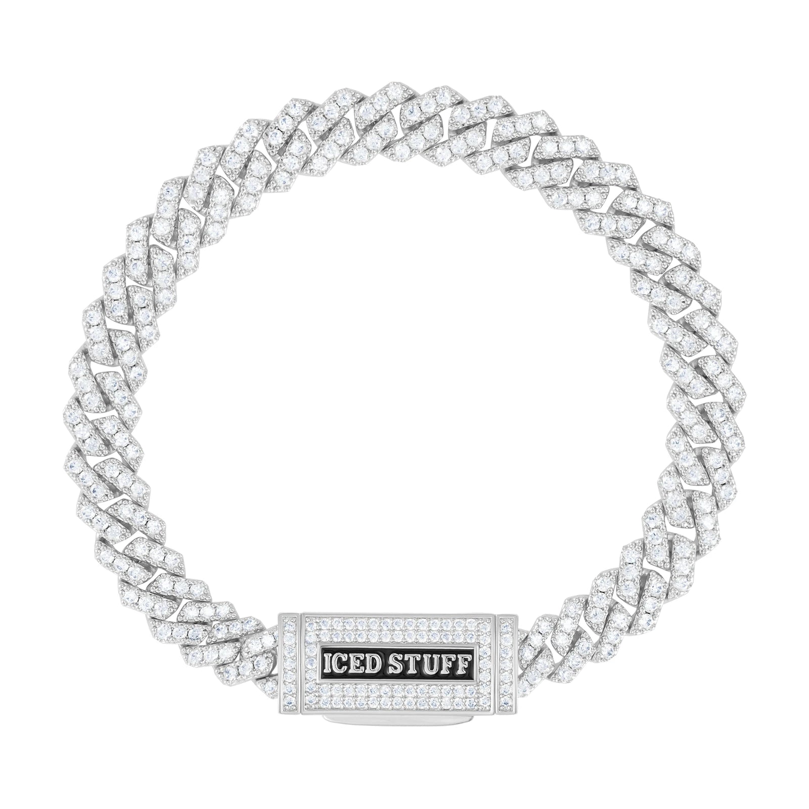 Bransoletka Premium Diamond Prong Cuban Link 8mm Białe Złoto