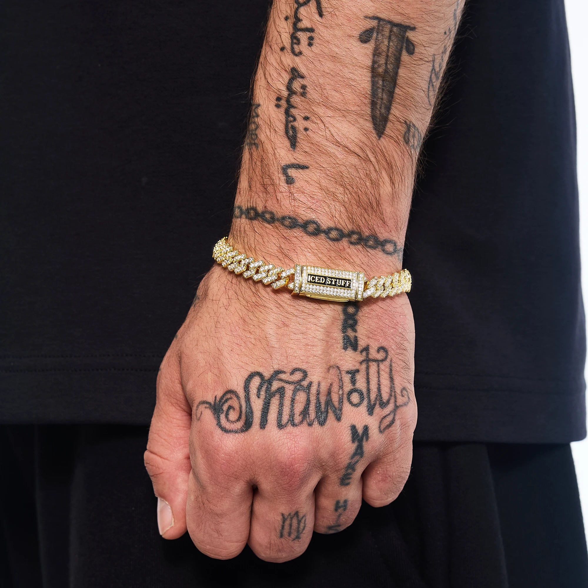 Bransoletka Premium Diamond Prong Cuban Link 8mm Złoto