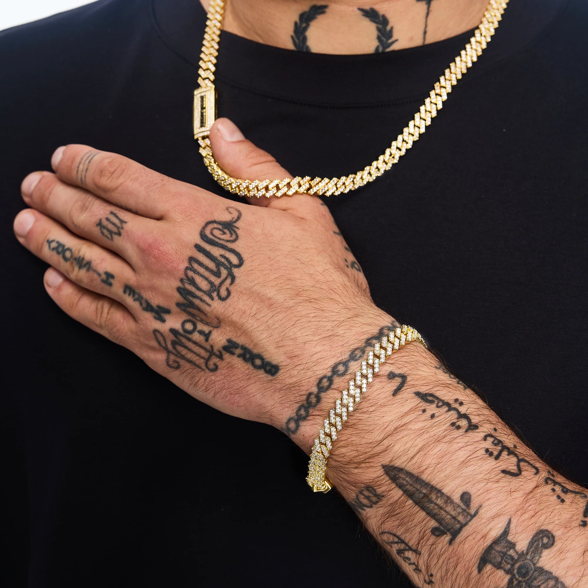 Bransoletka Premium Diamond Prong Cuban Link 8mm Złoto