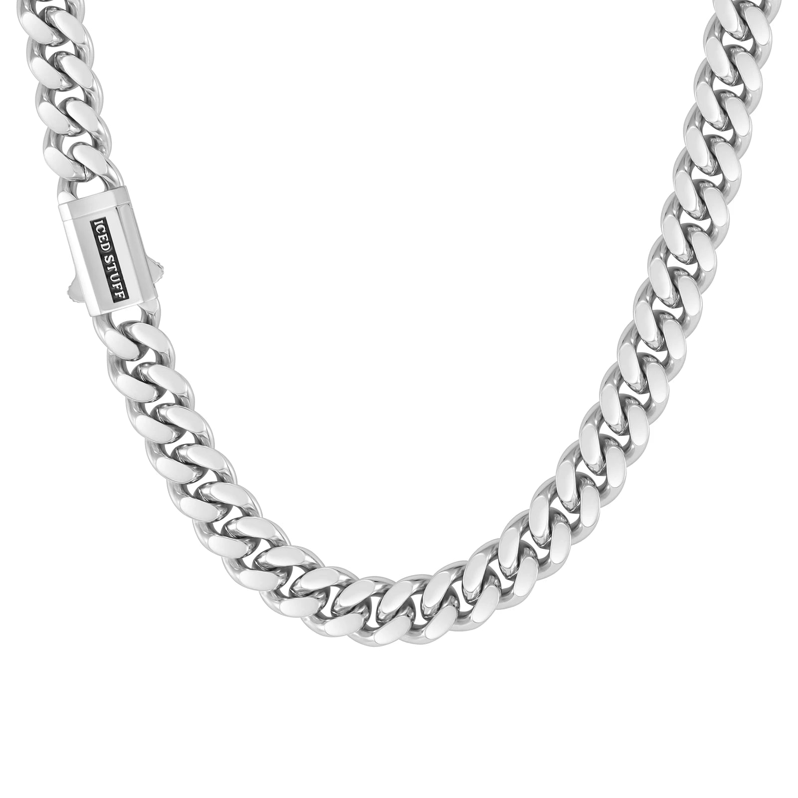 Łańcuch Premium Curb Cuban Link 12mm Białe Złoto