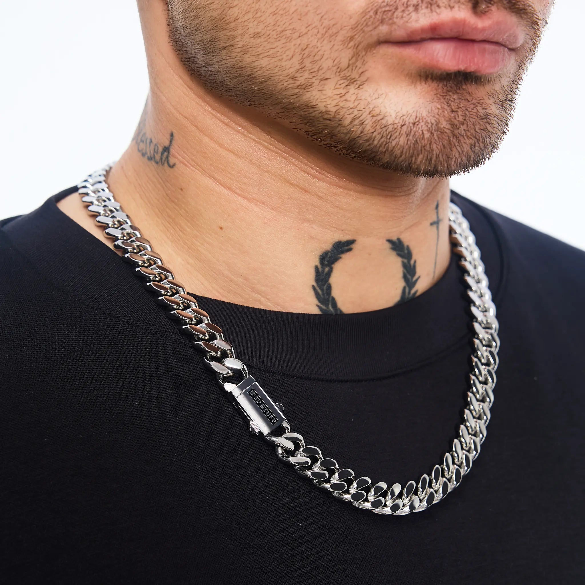 Łańcuch Premium Curb Cuban Link 12mm Białe Złoto