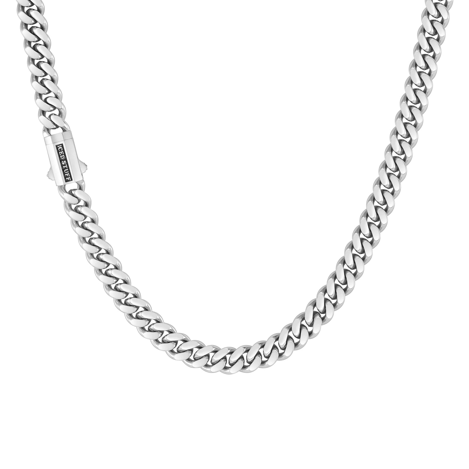 Łańcuch Premium Curb Cuban Link 8mm Białe Złoto