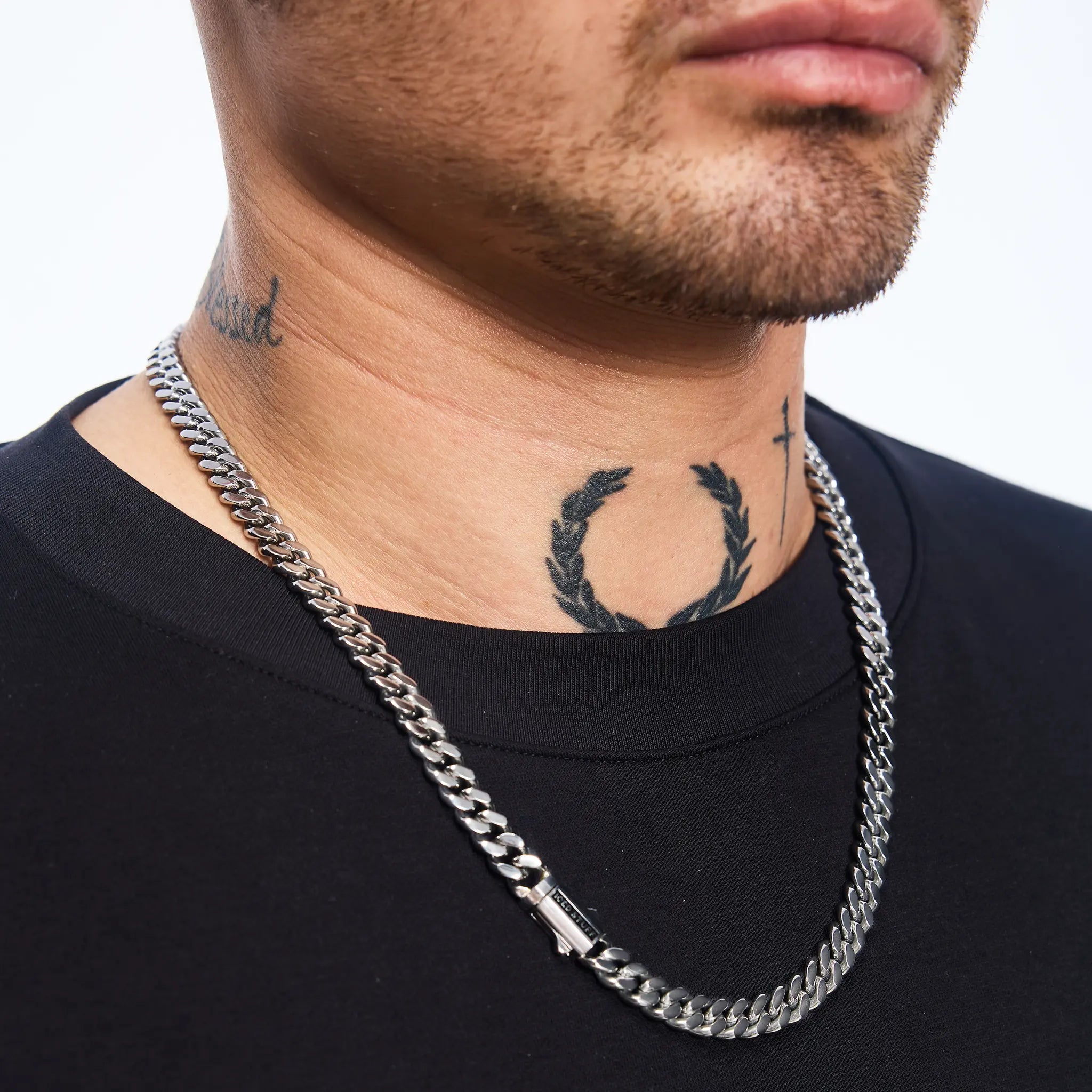 Łańcuch Premium Curb Cuban Link 8mm Białe Złoto