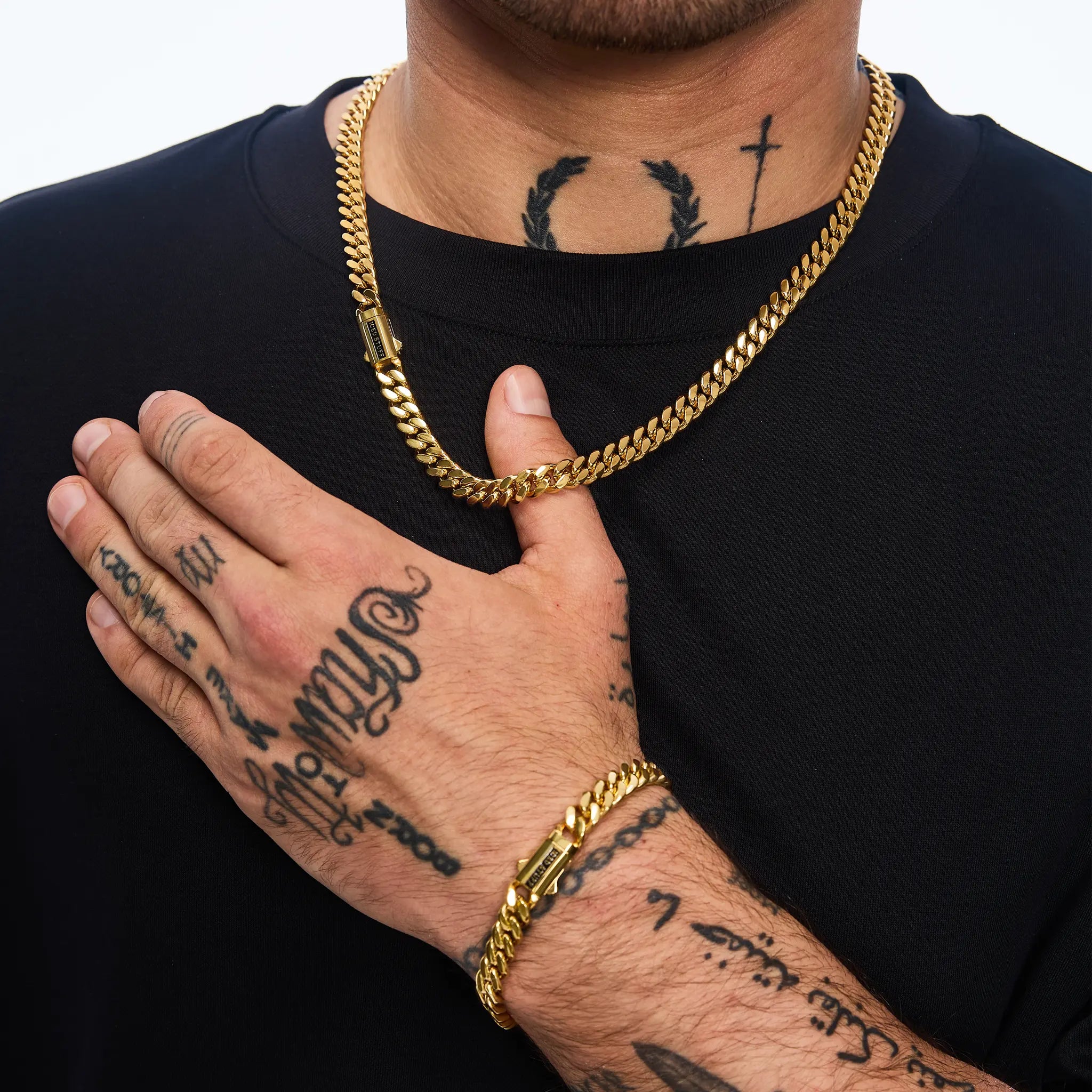 Łańcuch Premium Curb Cuban Link 8mm Złoto