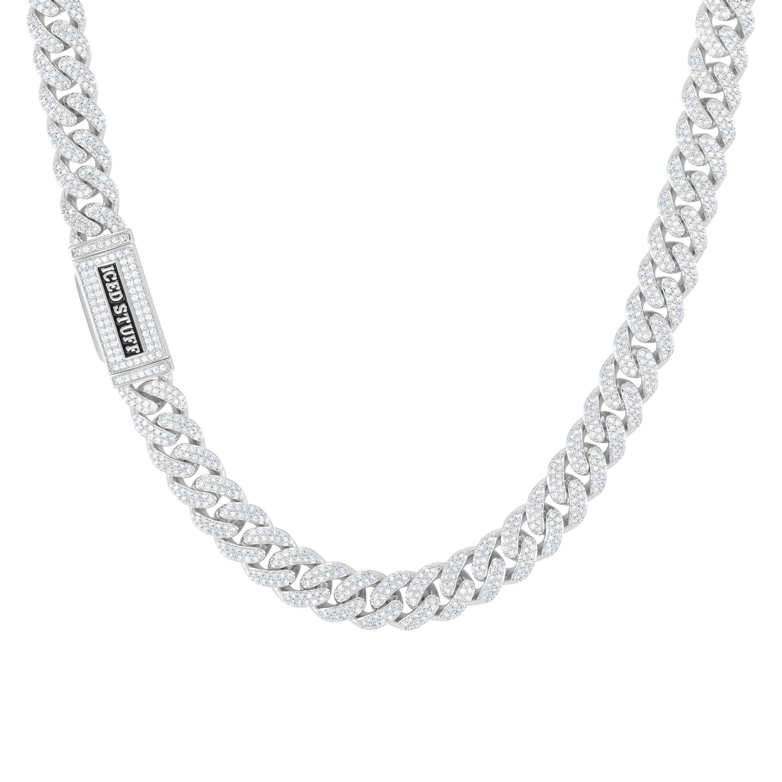 Łańcuch Premium Diamond Cuban Link 10mm Białe Złoto