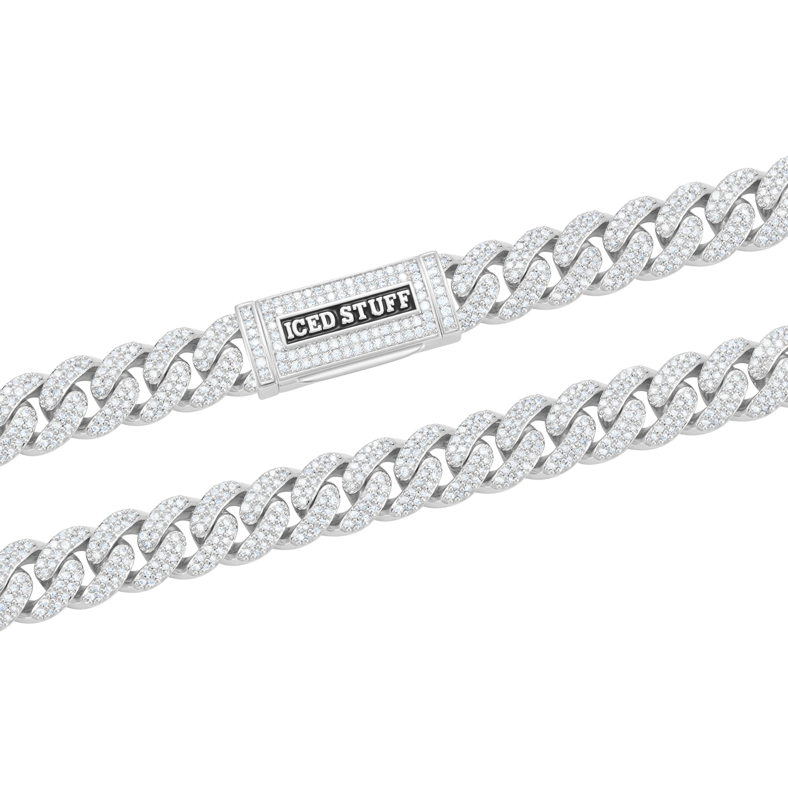 Łańcuch Premium Diamond Cuban Link 10mm Białe Złoto