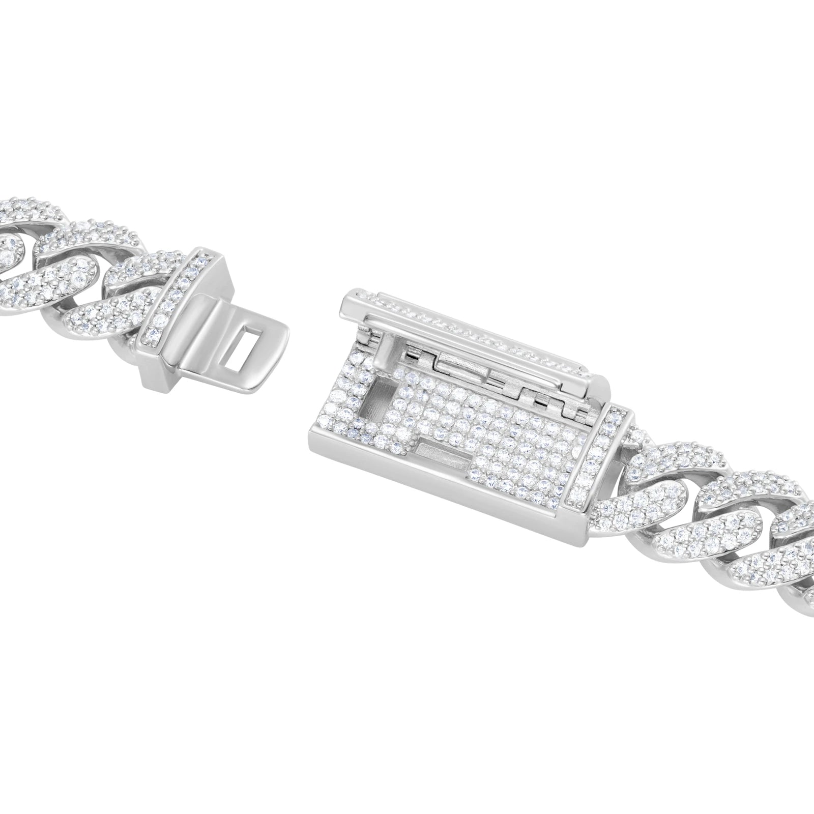 Bransoletka Premium Diamond Cuban Link 10mm Białe Złoto
