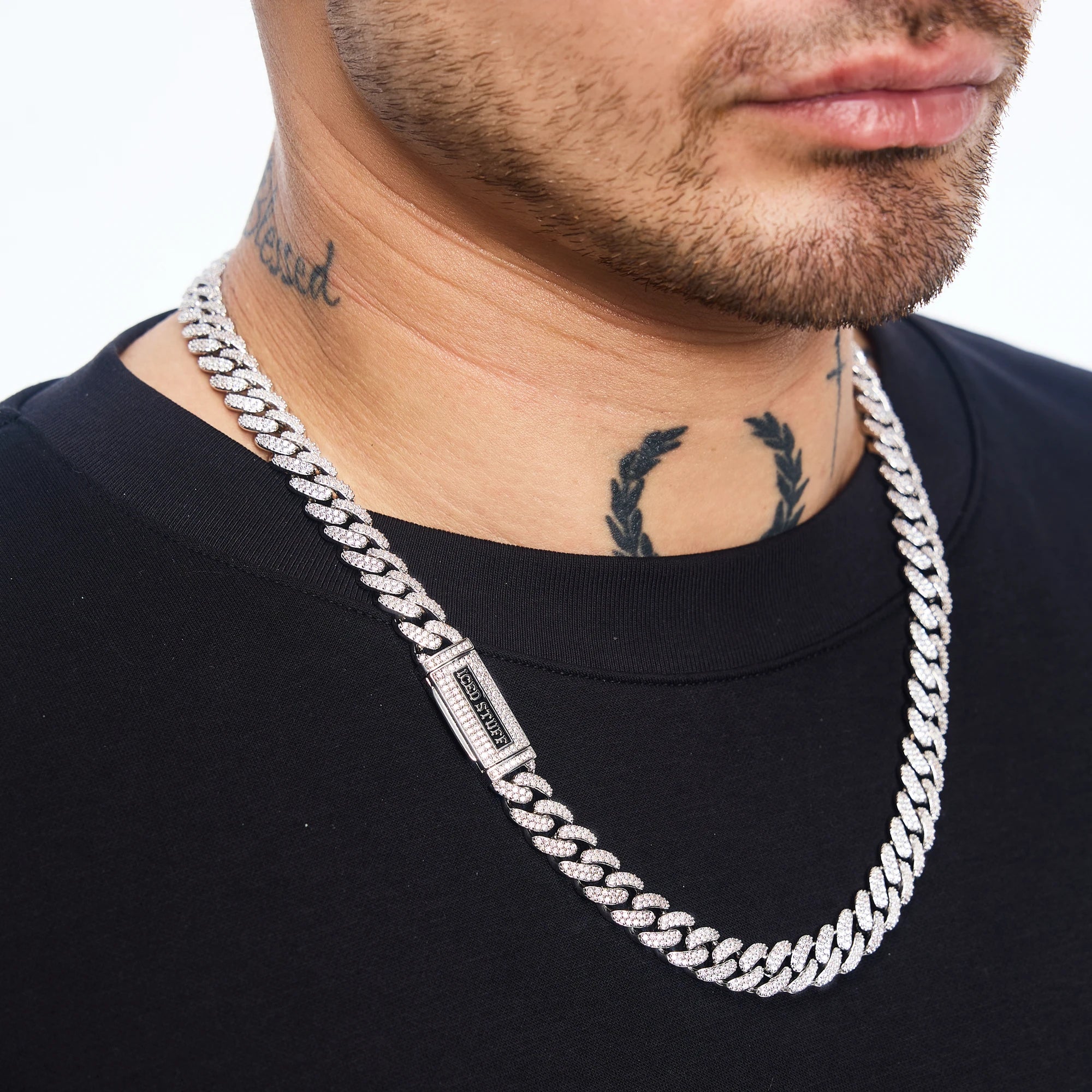 Łańcuch Premium Diamond Cuban Link 10mm Białe Złoto