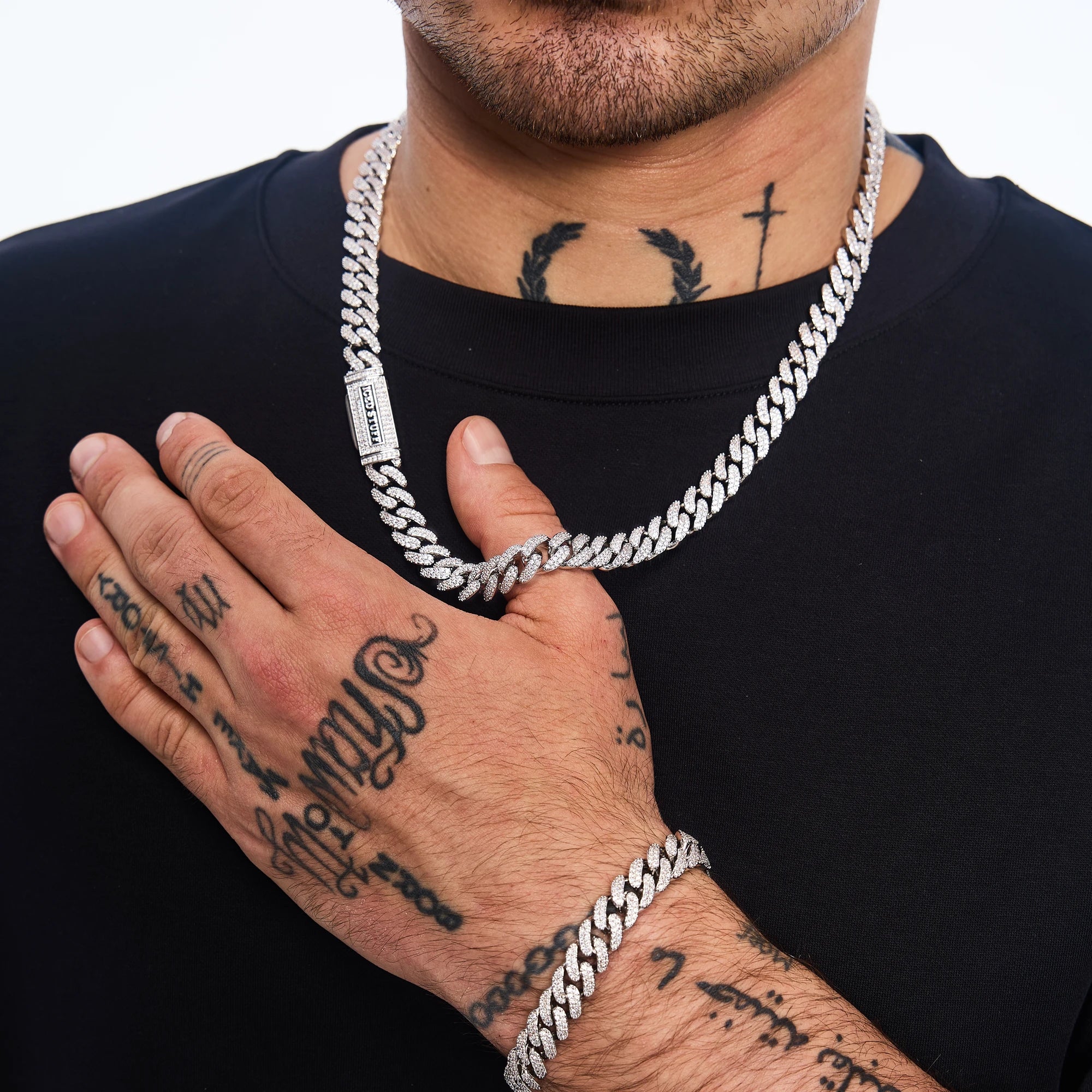 Łańcuch Premium Diamond Cuban Link 10mm Białe Złoto