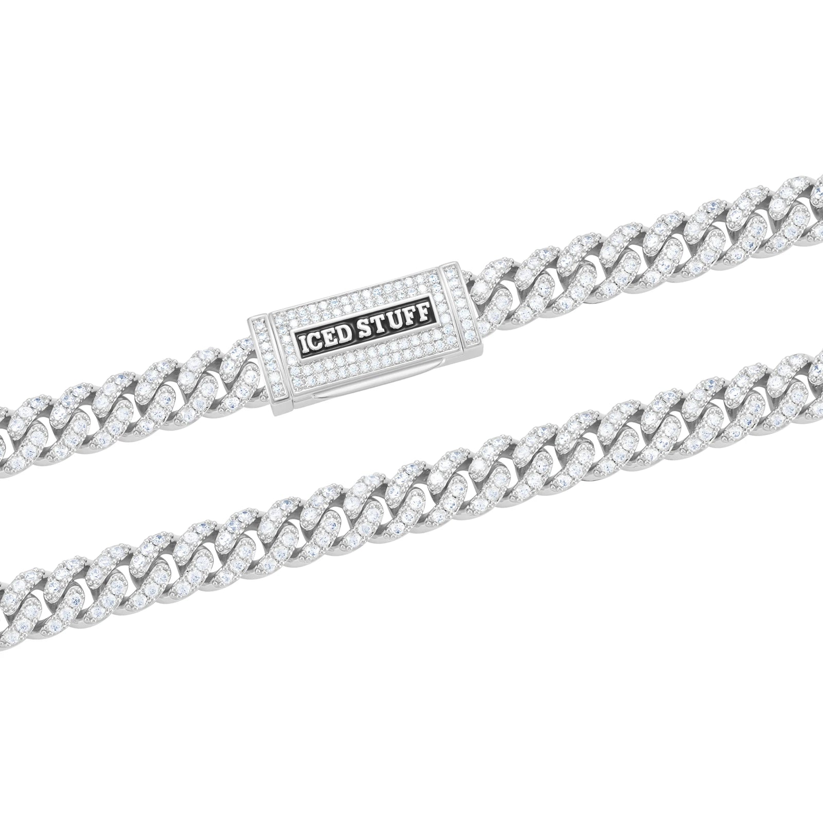 Bransoletka Premium Diamond Cuban Link 8mm Białe Złoto