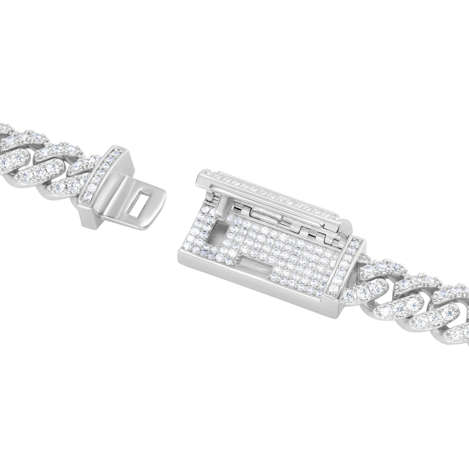Łańcuch Premium Diamond Cuban Link 8mm Białe Złoto