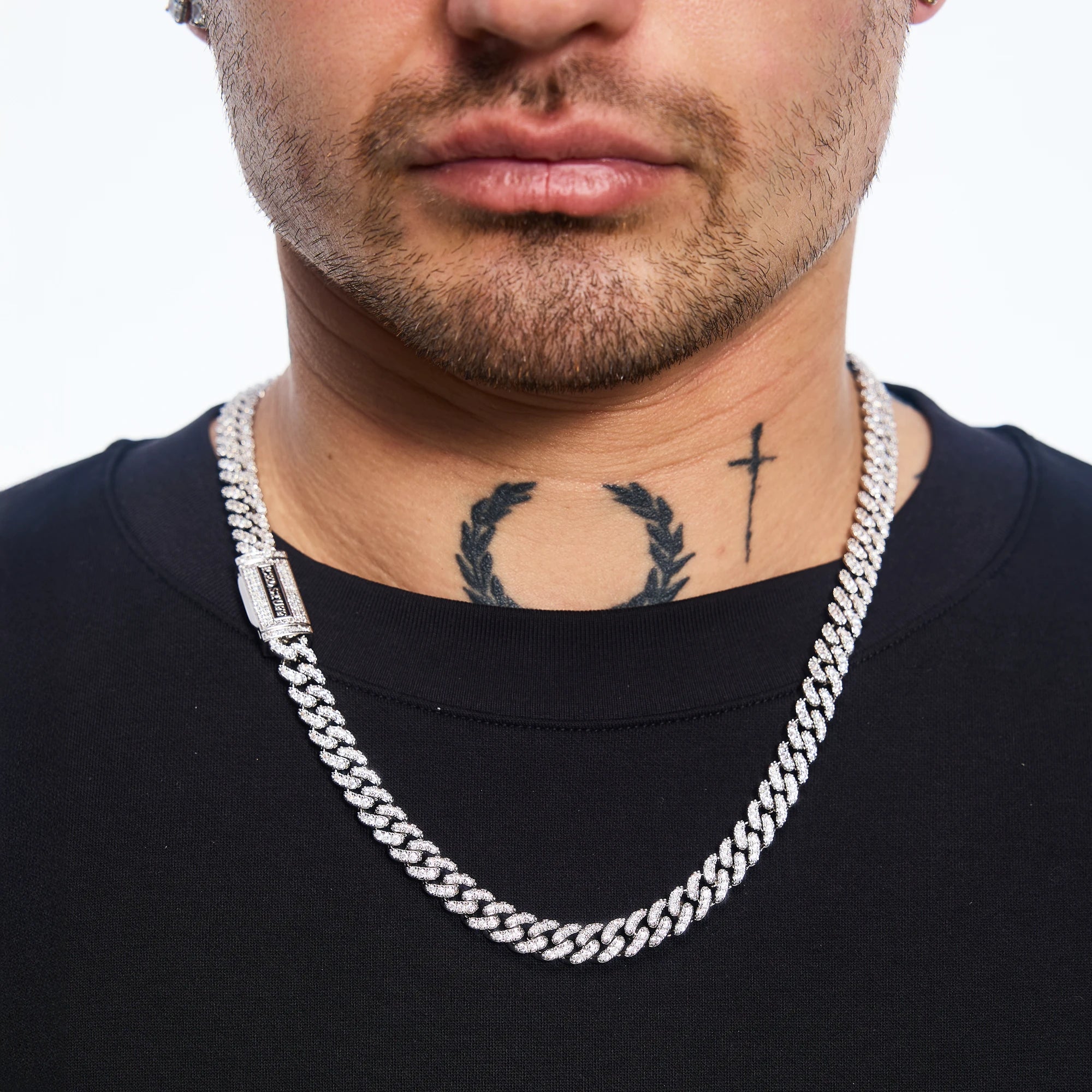 Łańcuch Premium Diamond Cuban Link 8mm Białe Złoto