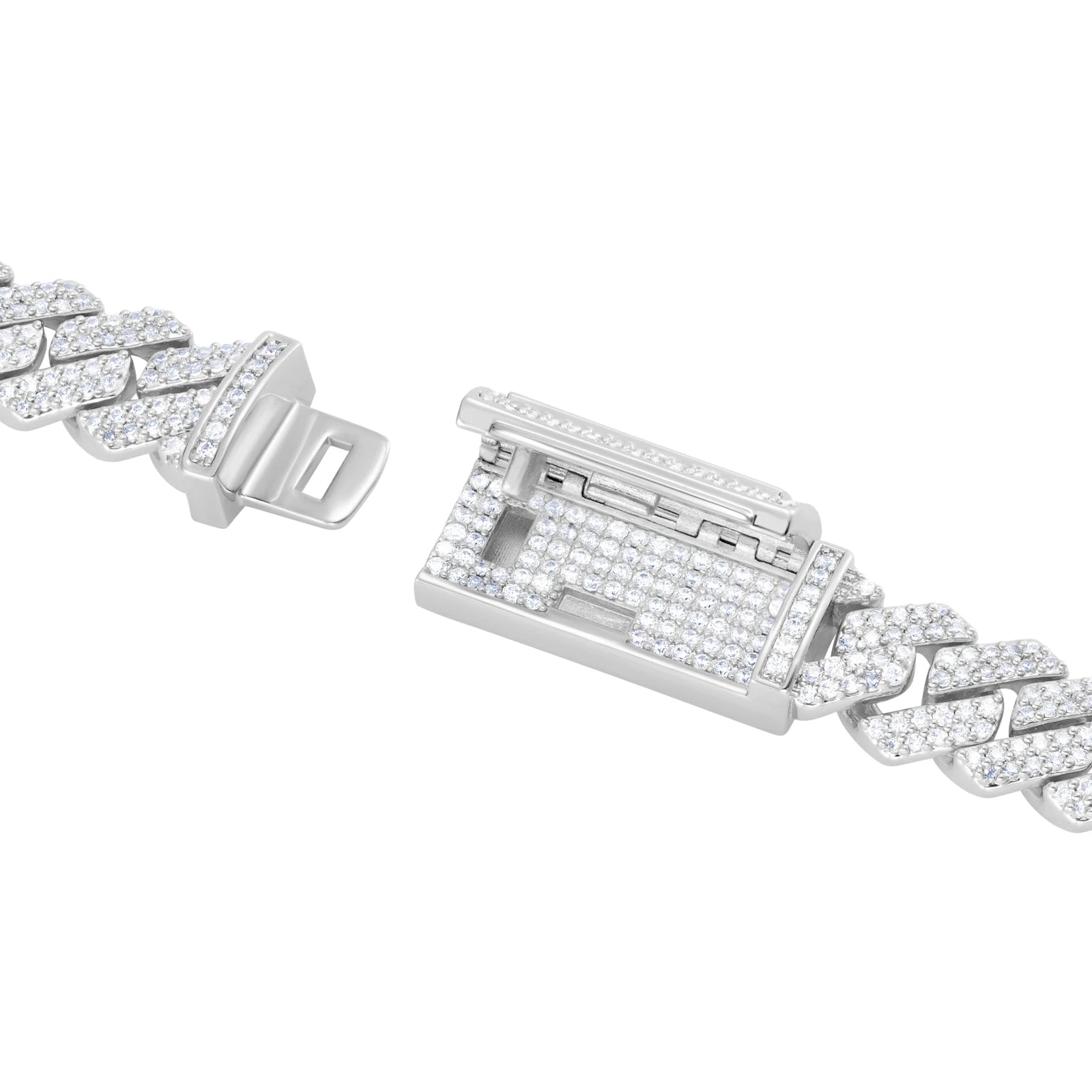 Bransoletka Premium Diamond Prong Cuban Link 10mm Białe Złoto