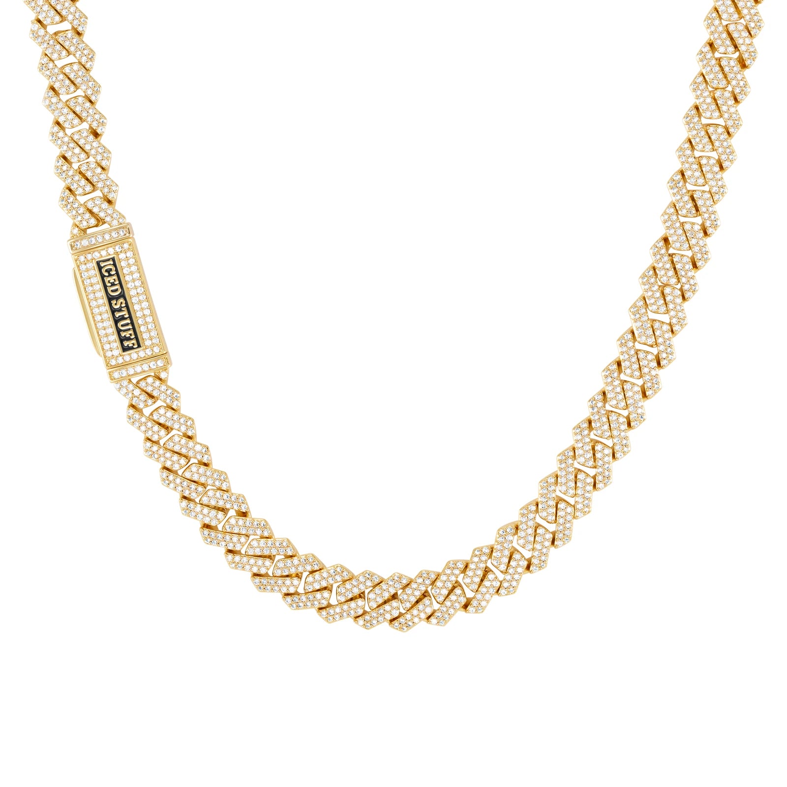 Łańcuch Premium Diamond Prong Cuban Link 10mm Złoto