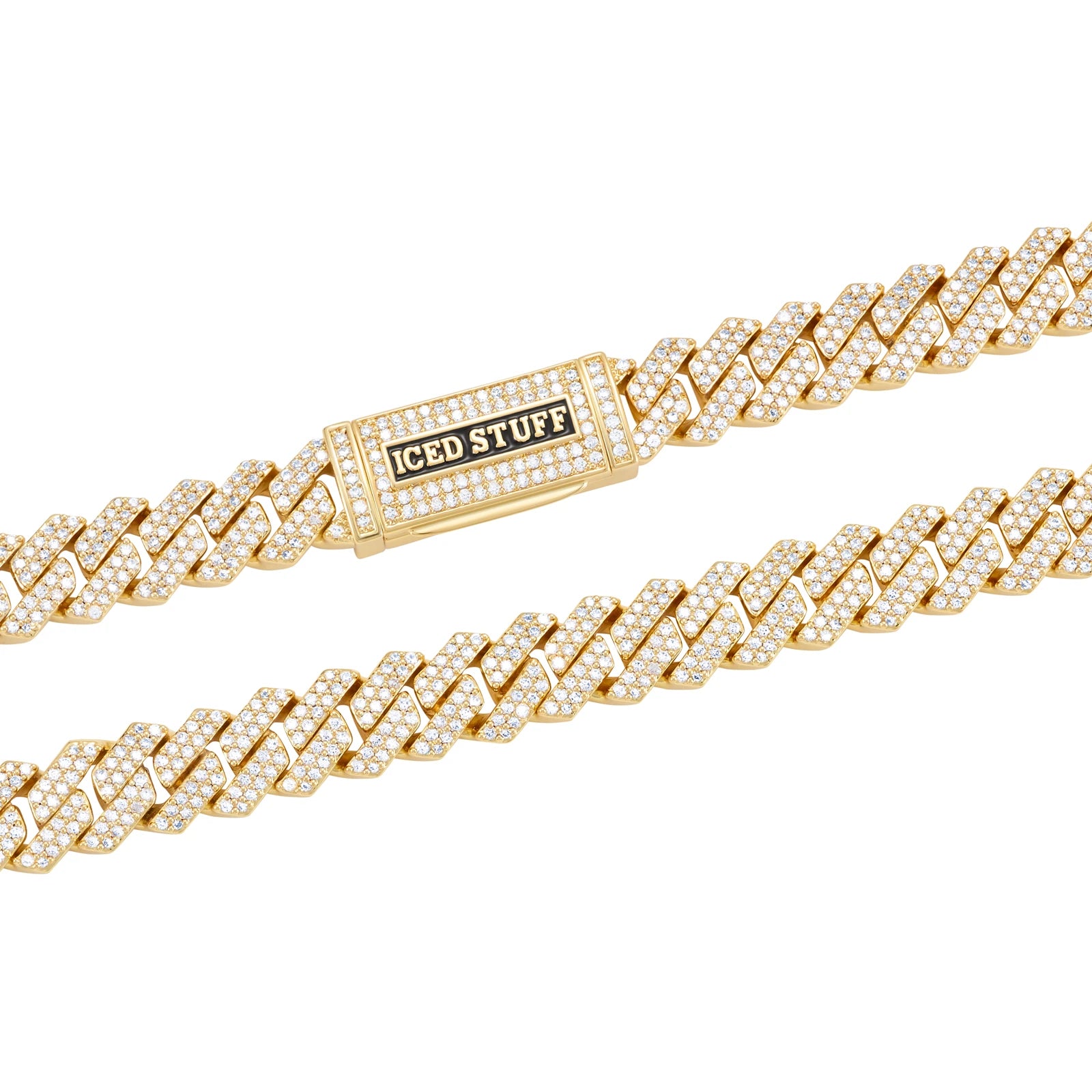Łańcuch Premium Diamond Prong Cuban Link 10mm Złoto