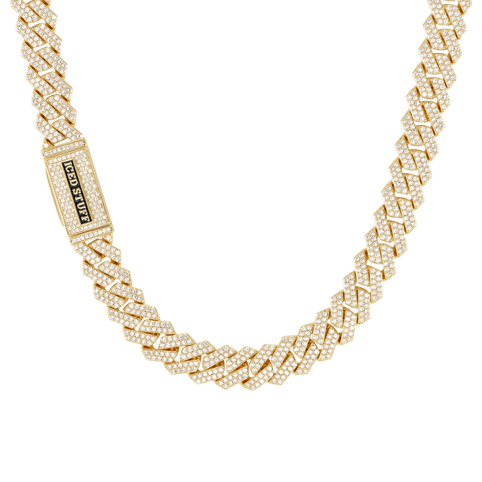 Łańcuch Premium Diamond Prong Cuban Link 12mm Złoto