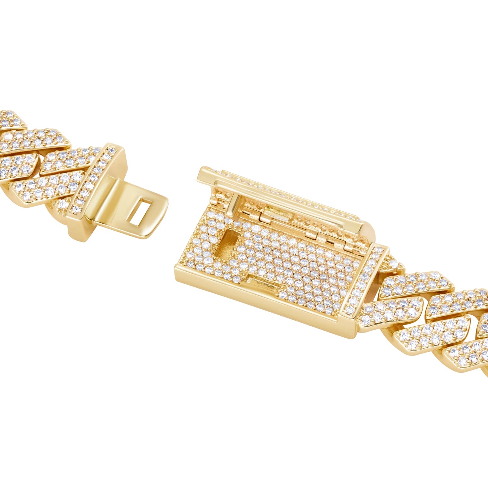Łańcuch Premium Diamond Prong Cuban Link 12mm Złoto