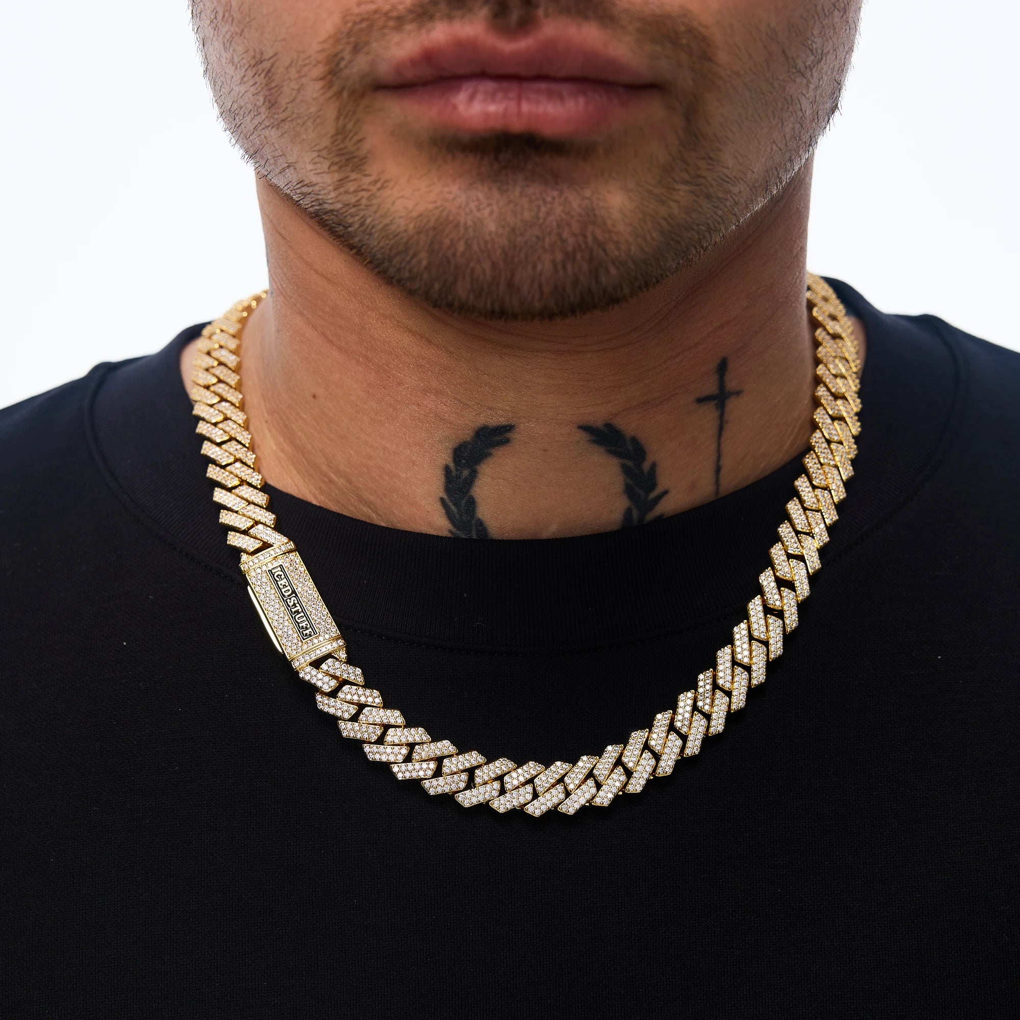 Łańcuch Premium Diamond Prong Cuban Link 12mm Złoto