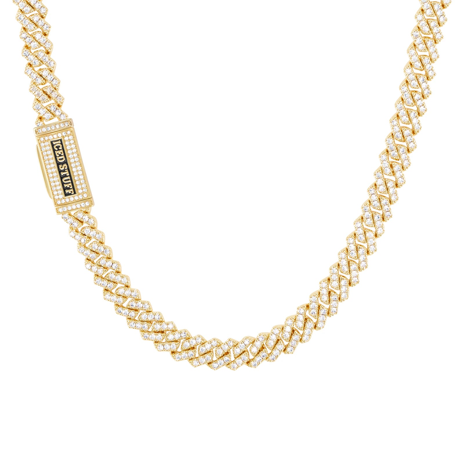 Łańcuch Premium Diamond Prong Cuban Link 8mm Złoto
