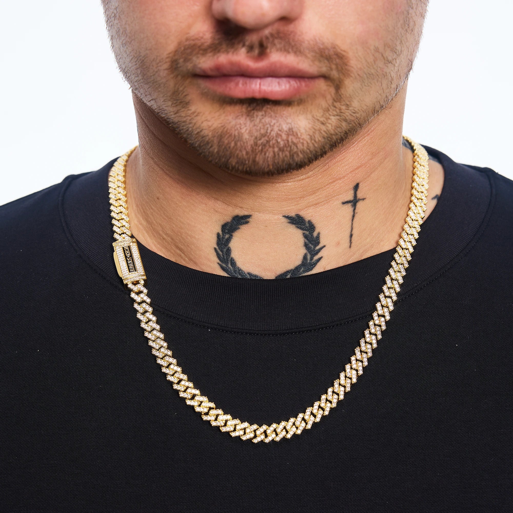 Łańcuch Premium Diamond Prong Cuban Link 8mm Złoto