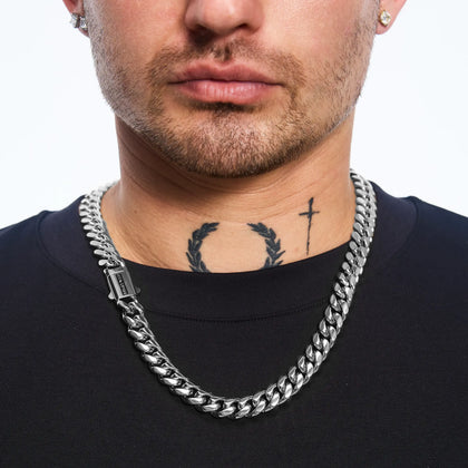 Łańcuch Premium Miami Cuban Link 12mm Białe Złoto