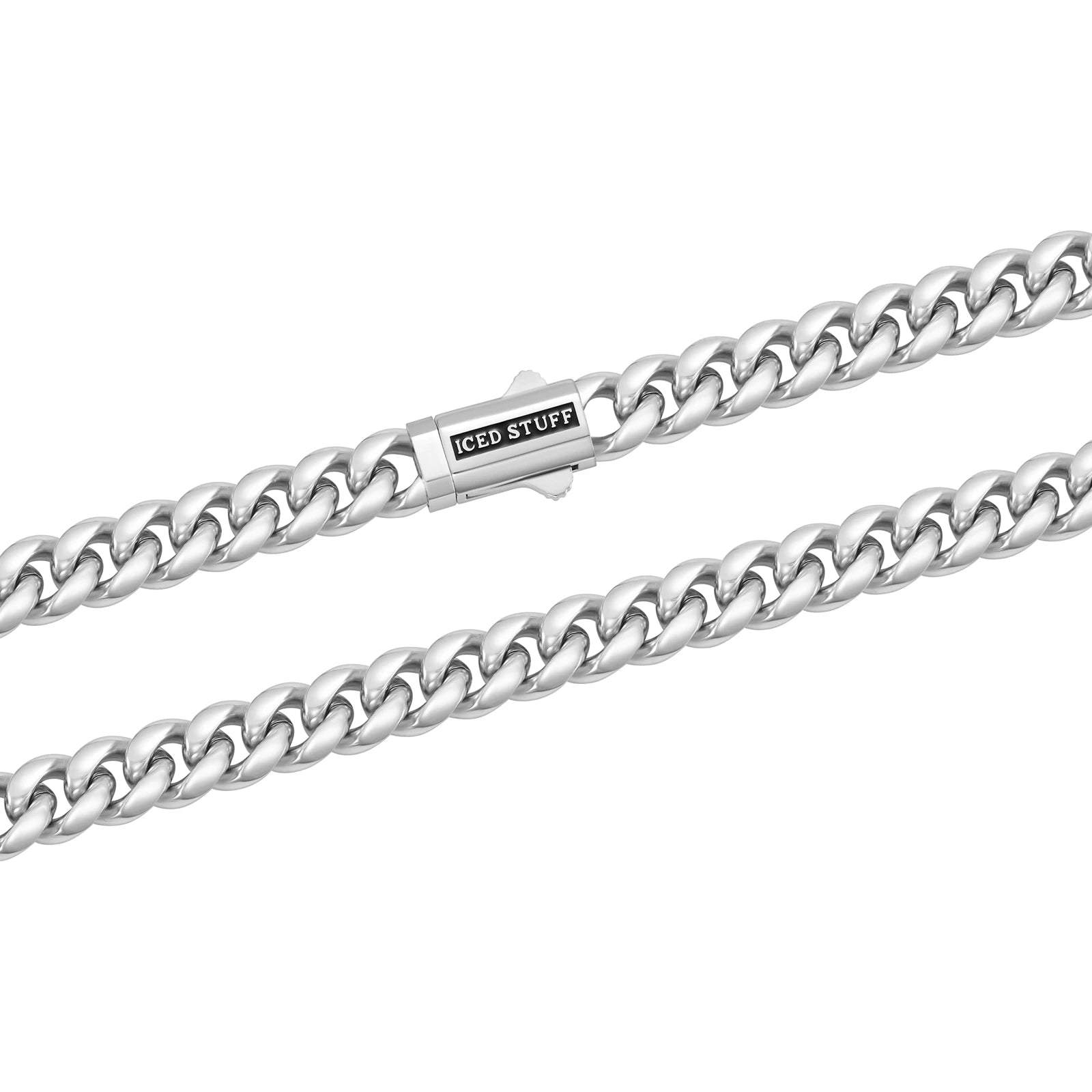 Łańcuch Premium Miami Cuban Link 8mm Białe Złoto