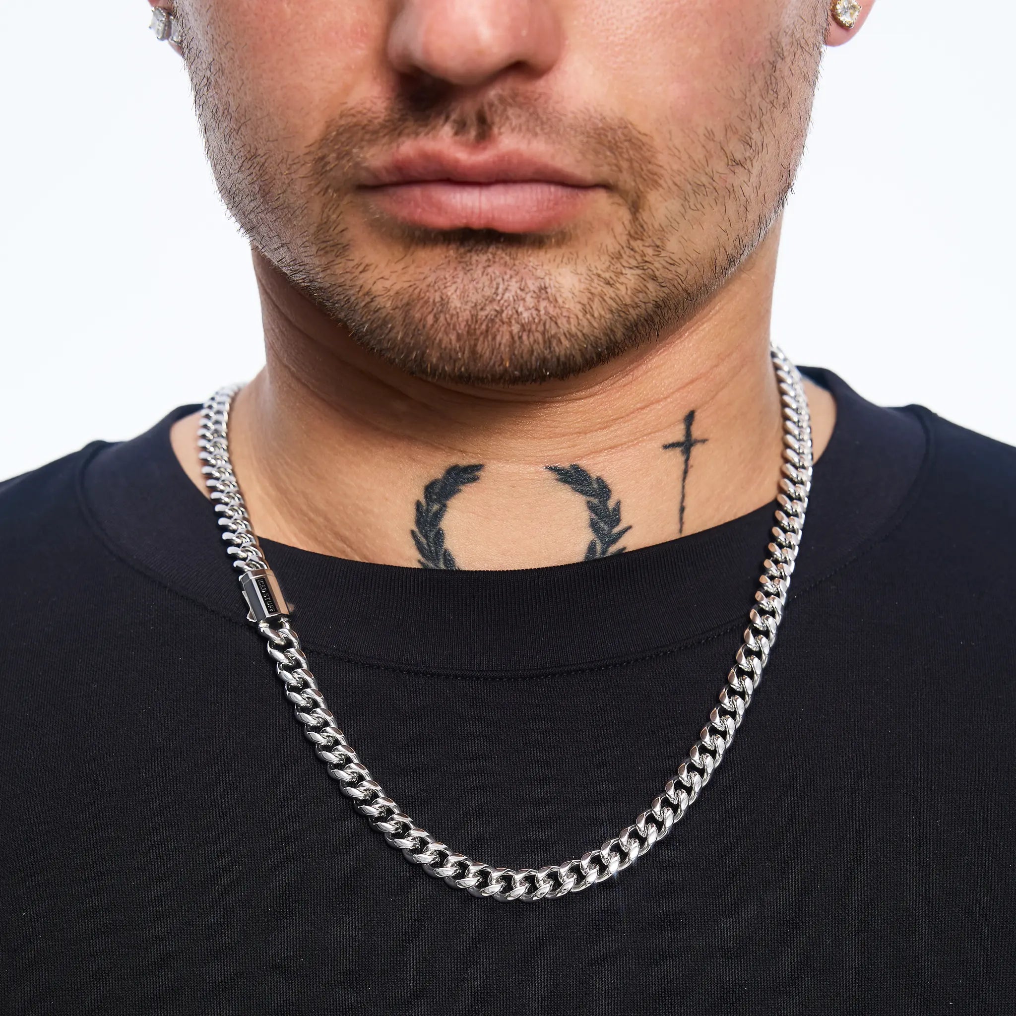 Łańcuch Premium Miami Cuban Link 8mm Białe Złoto