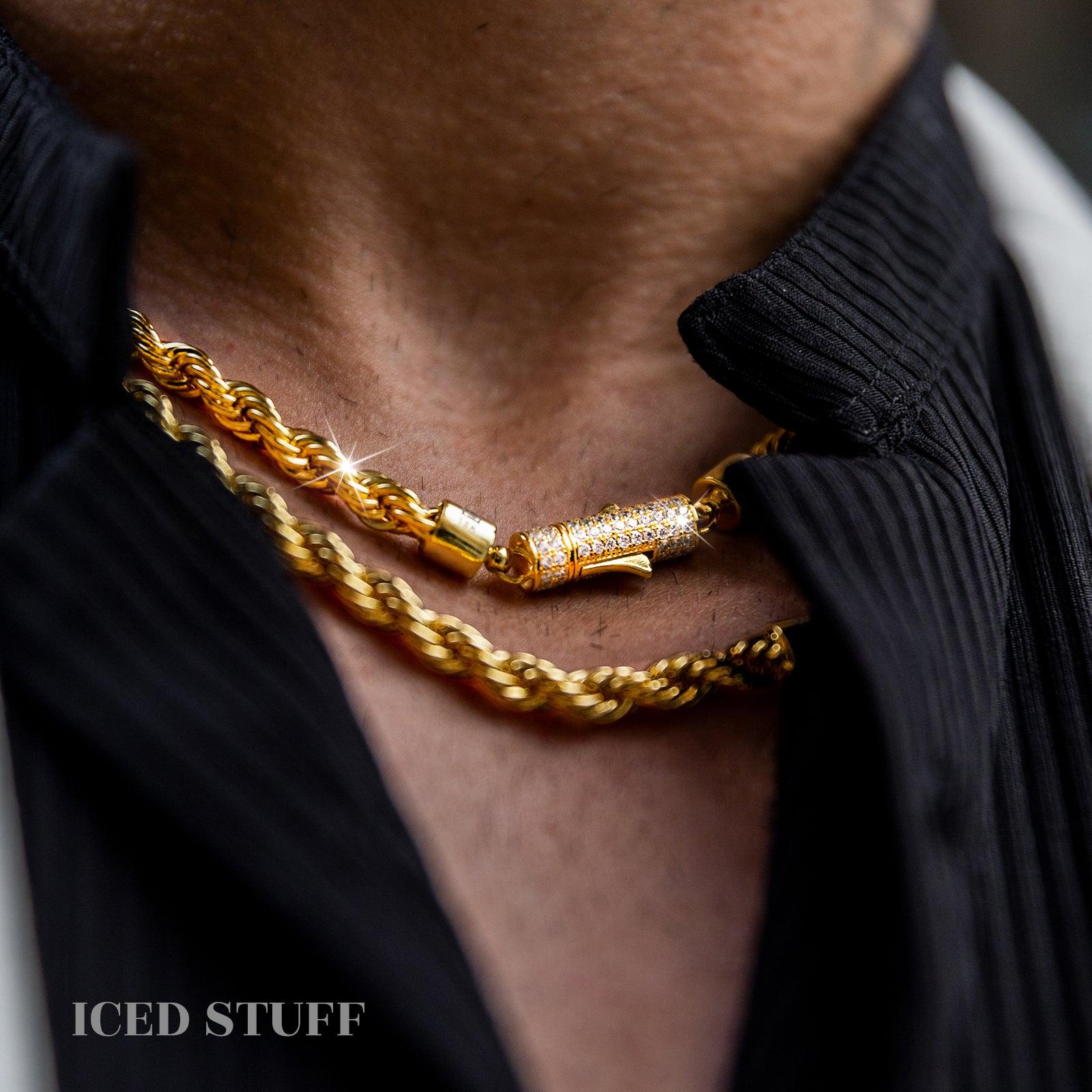 Diamond Clasp Rope Chain 6mm Złoto - IcedStuff