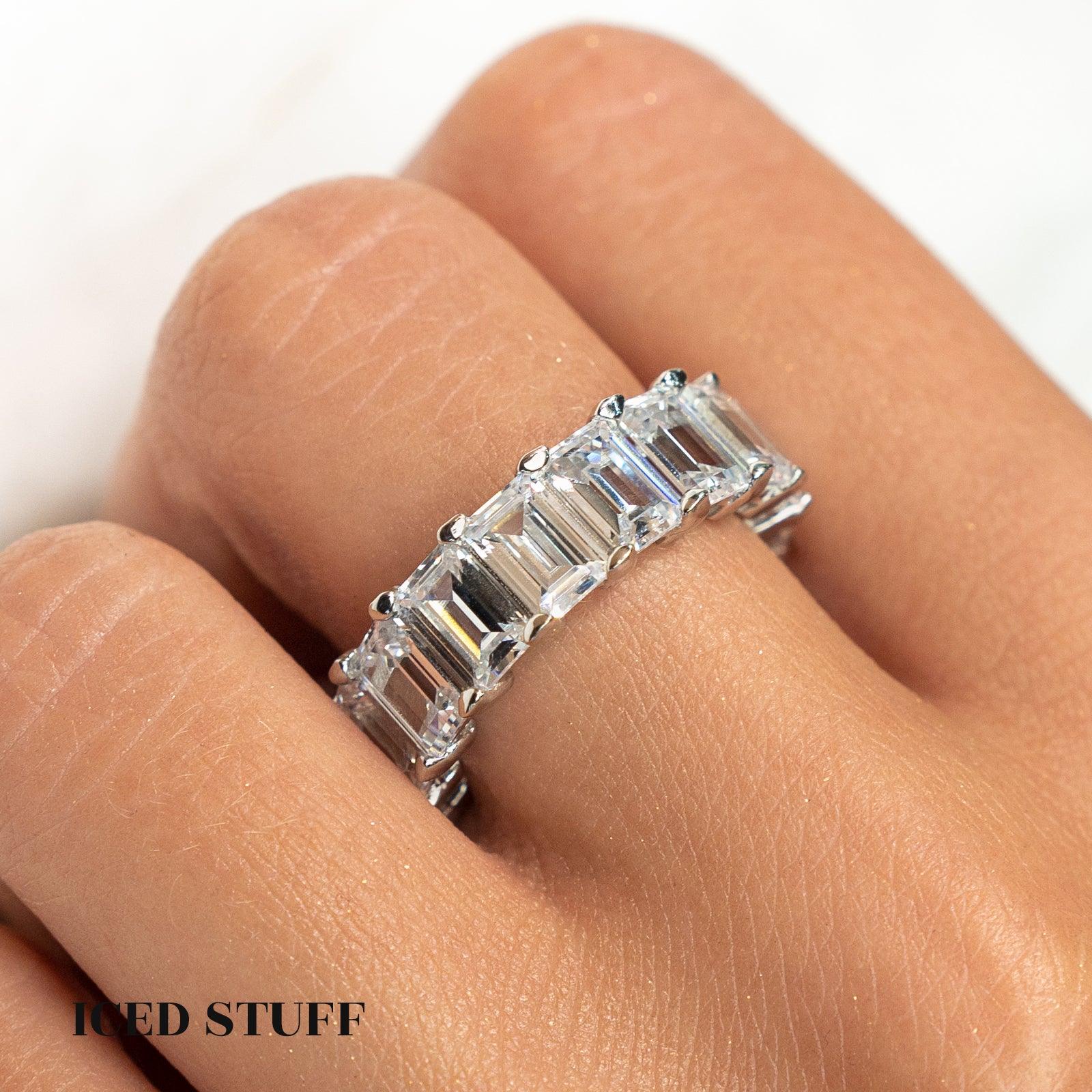 PIERŚCIONEK TENNIS CHIC BAGUETTE WHITE S925 - IcedStuff