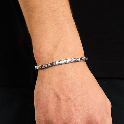 Bransoletka Królewska Lucky 777 4mm Białe Złoto