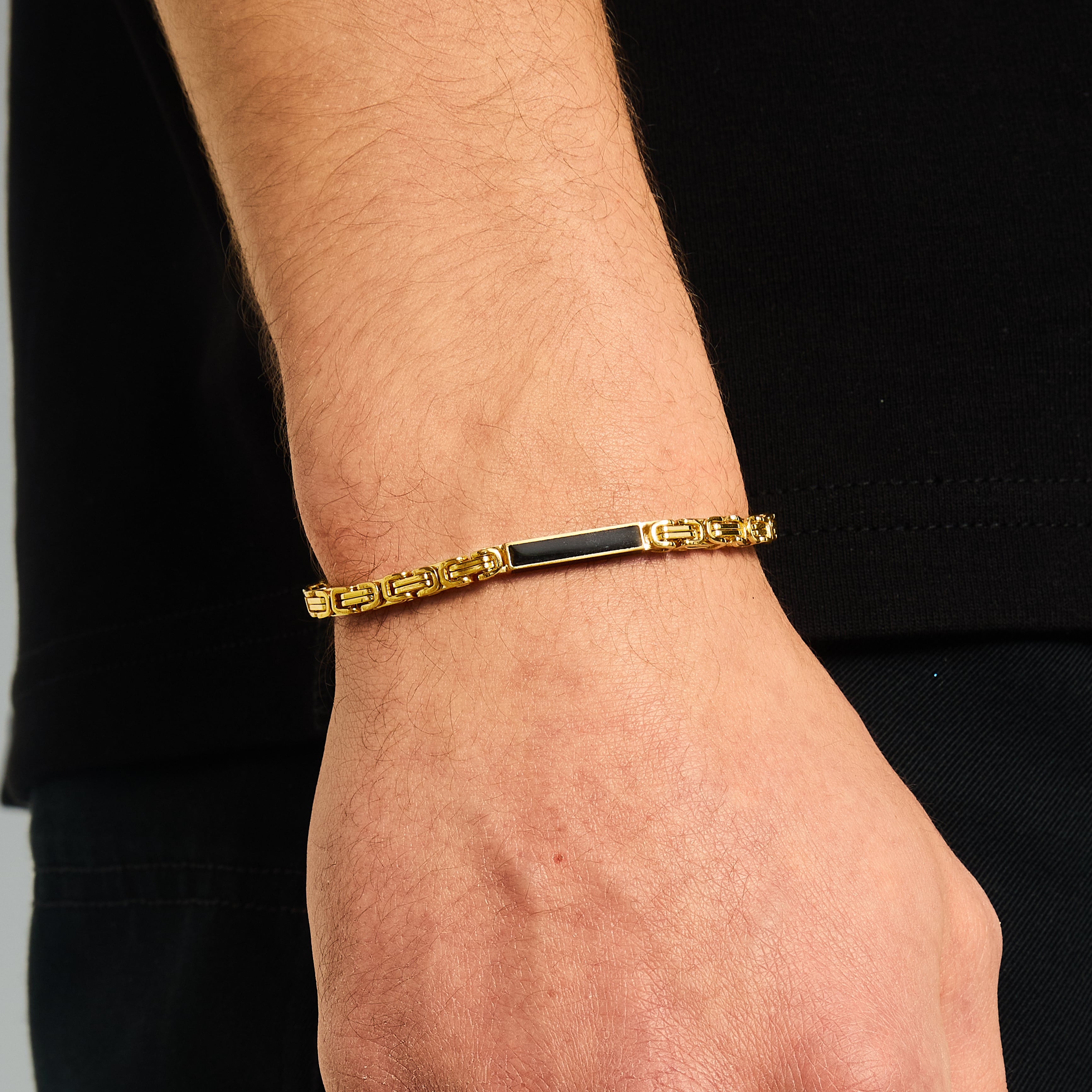 Bransoletka Królewska Onyx 4mm Złoto