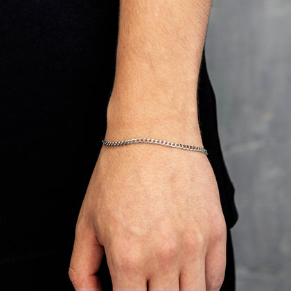 Panzerarmband Cuban Link 3mm Weißgold