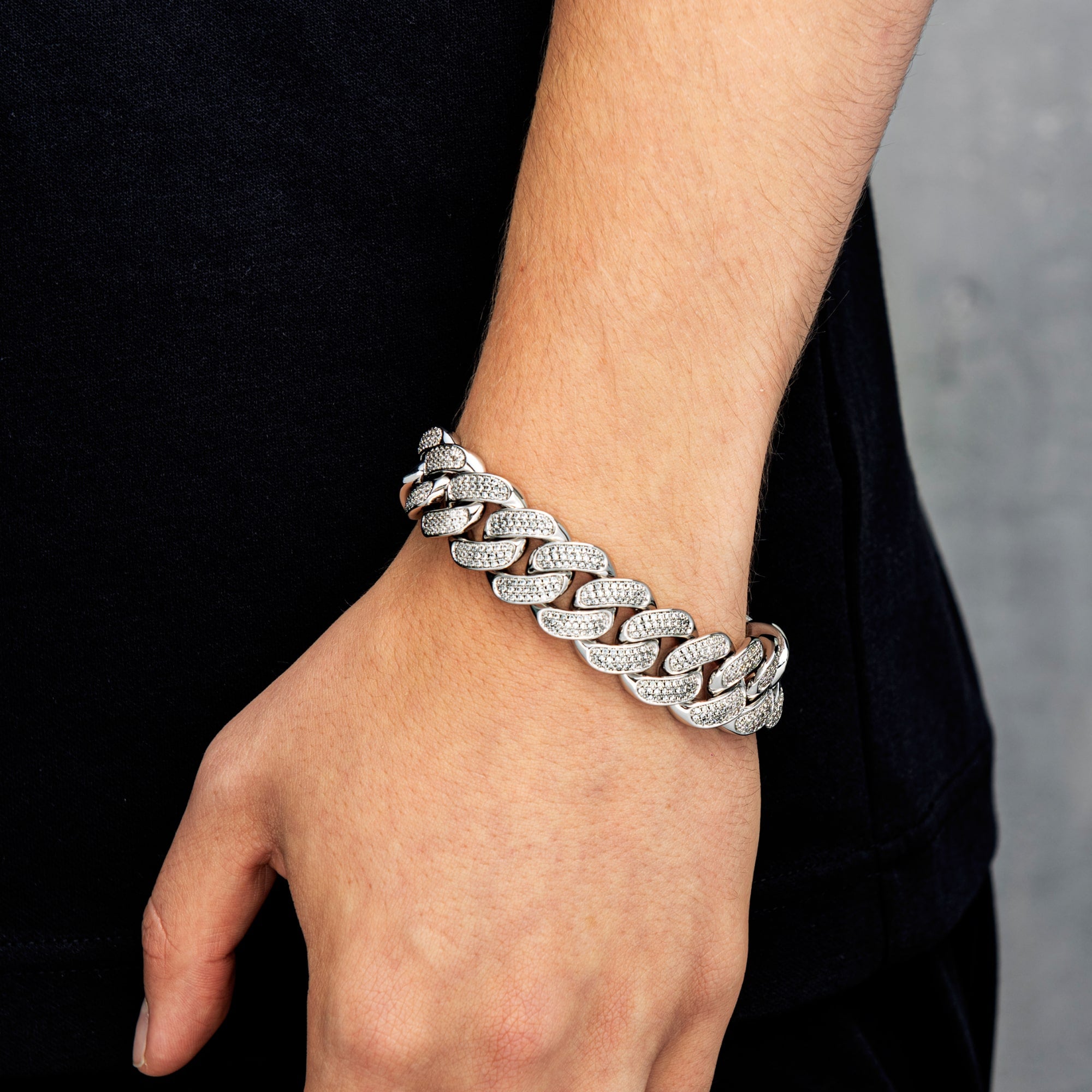 Diamant Cuban Link Armband 18mm Weißgold