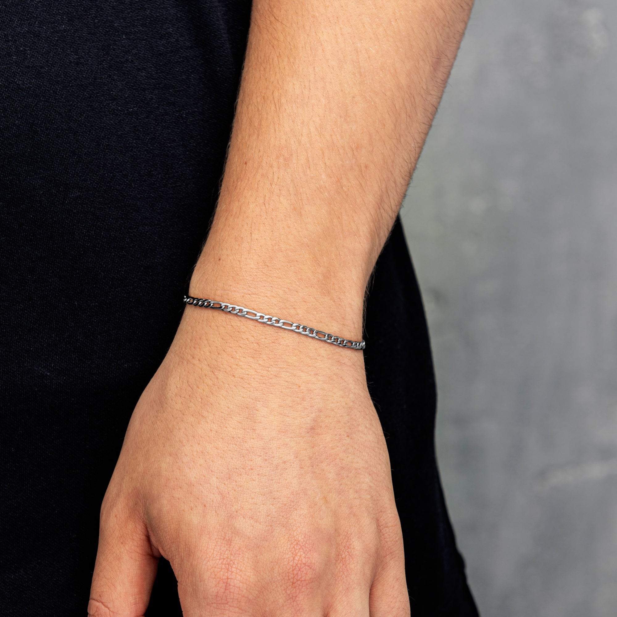 Figaro Armband 3mm Weißgold