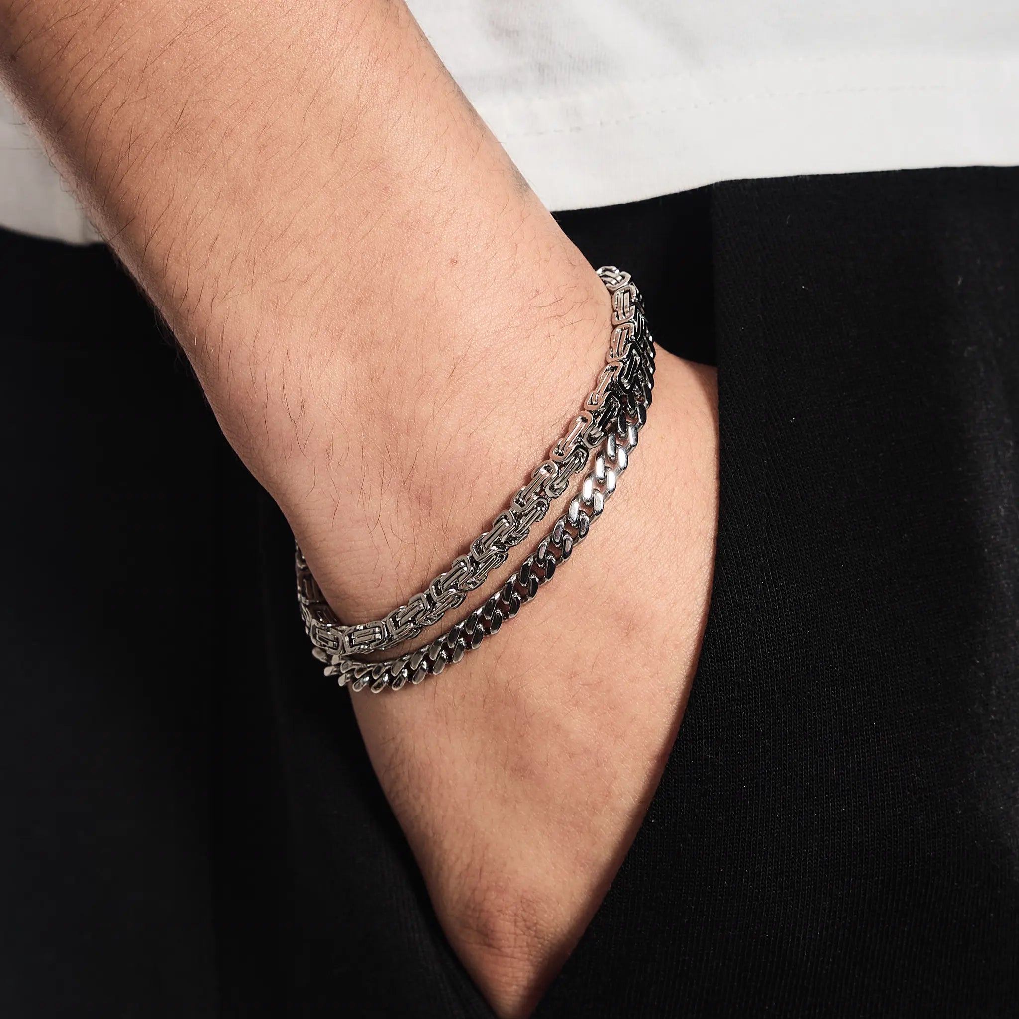 Panzerarmband Cuban Link 5mm Weißgold