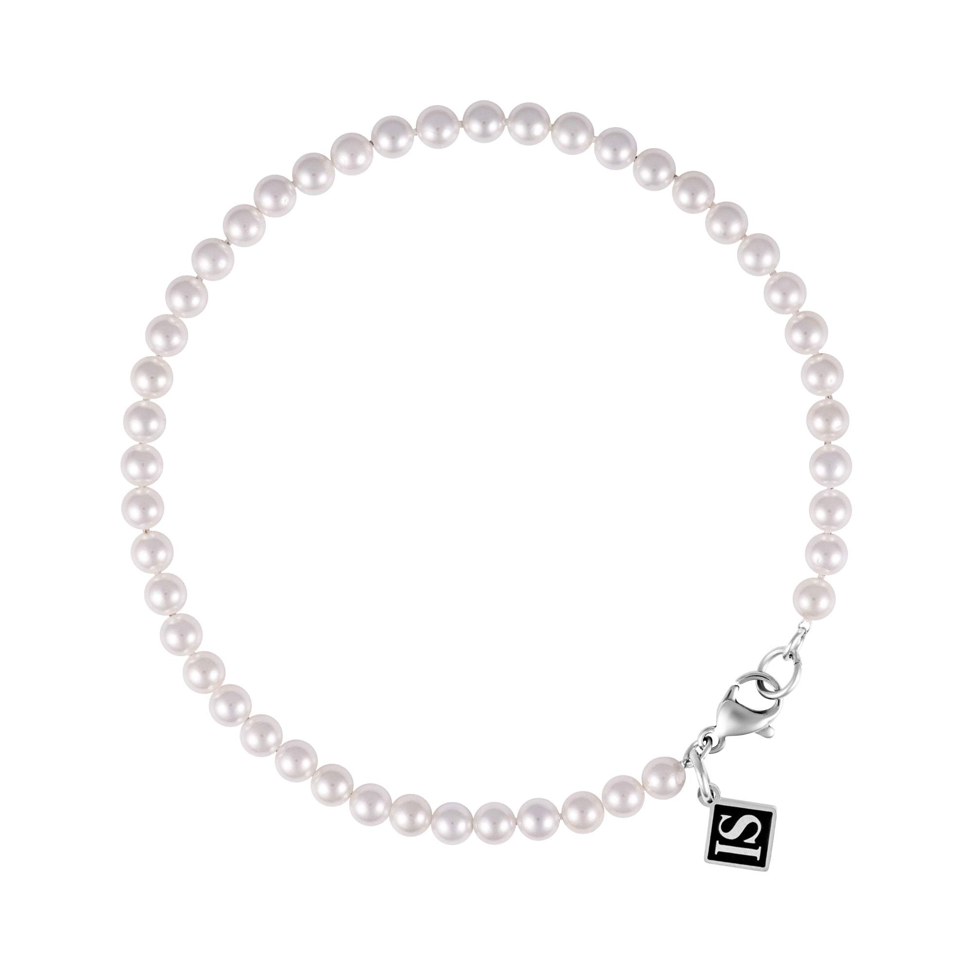 Perlenarmband 4mm Weißgold
