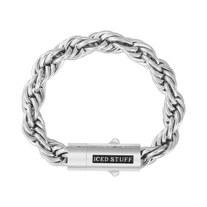 Bransoletka Rope 10mm Białe Złoto