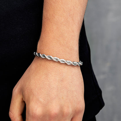 Kordelarmband 6mm Weißgold