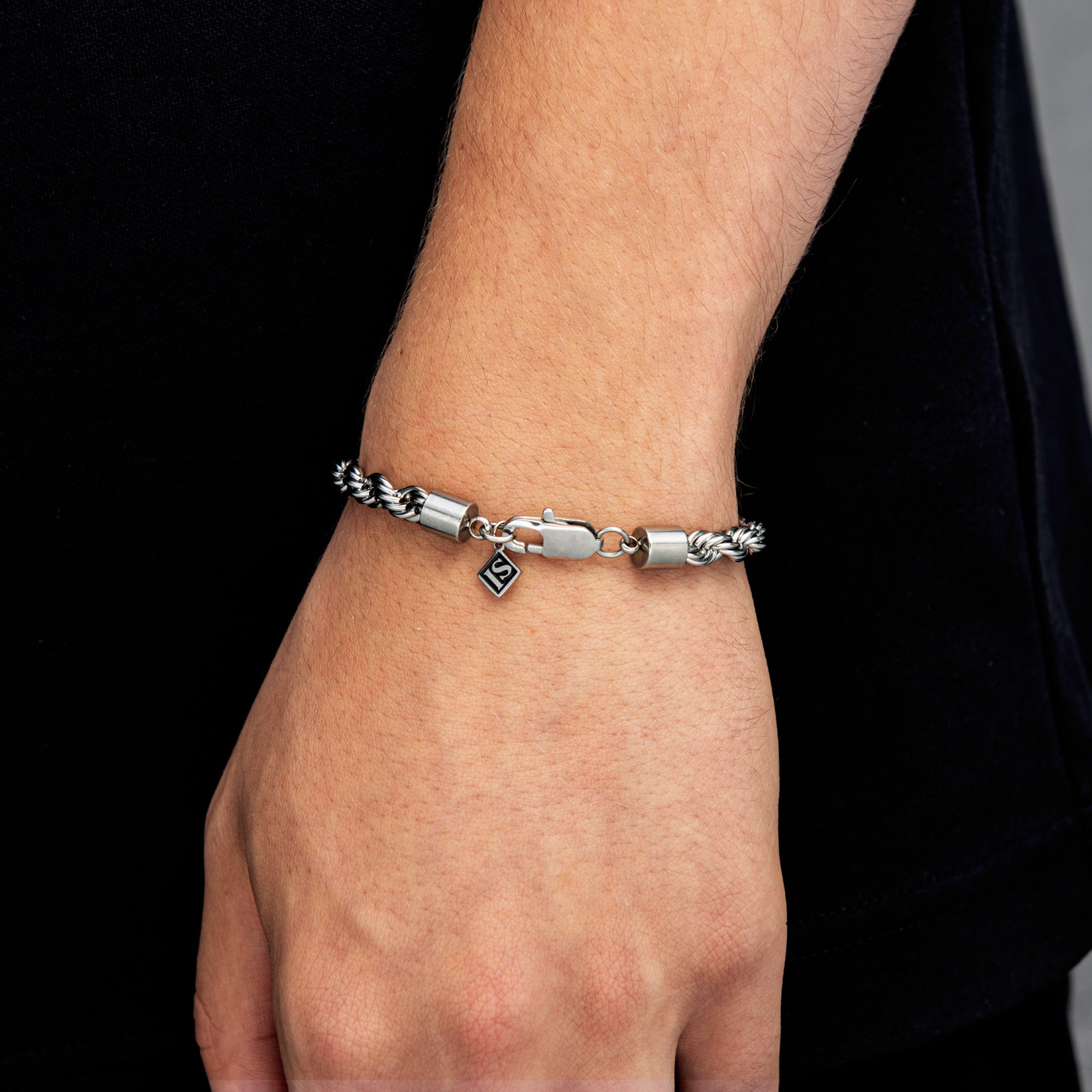 Kordelarmband 6mm Weißgold