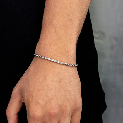 Kordelarmband 3mm Weißgold