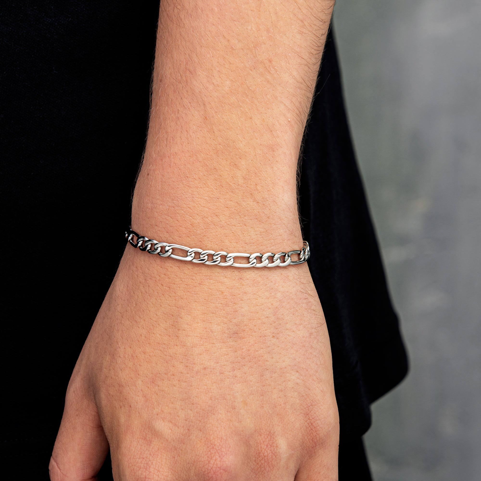 Figaro Armband 5mm Weißgold