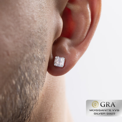 Baguette Ohrstecker Moissanit VVS S925 Weißgold