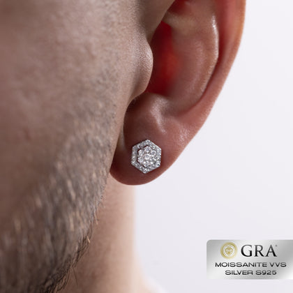 Diamant-Honig-Ohrstecker Moissanit VVS S925 Weißgold